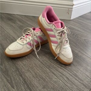 Adidas Pink and Cream Sneakers with Gum Sole